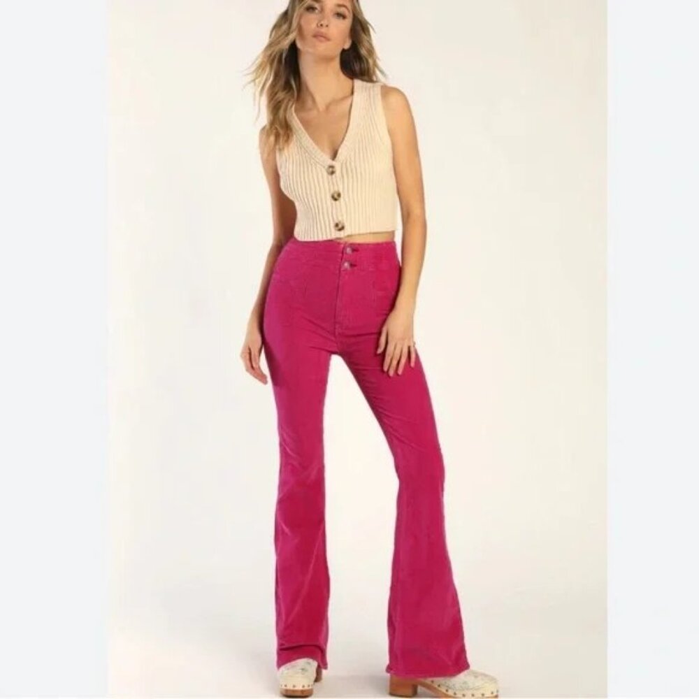 Free People Jayde Cord Flare jeans - pink - Size 32, inseam approx. 33